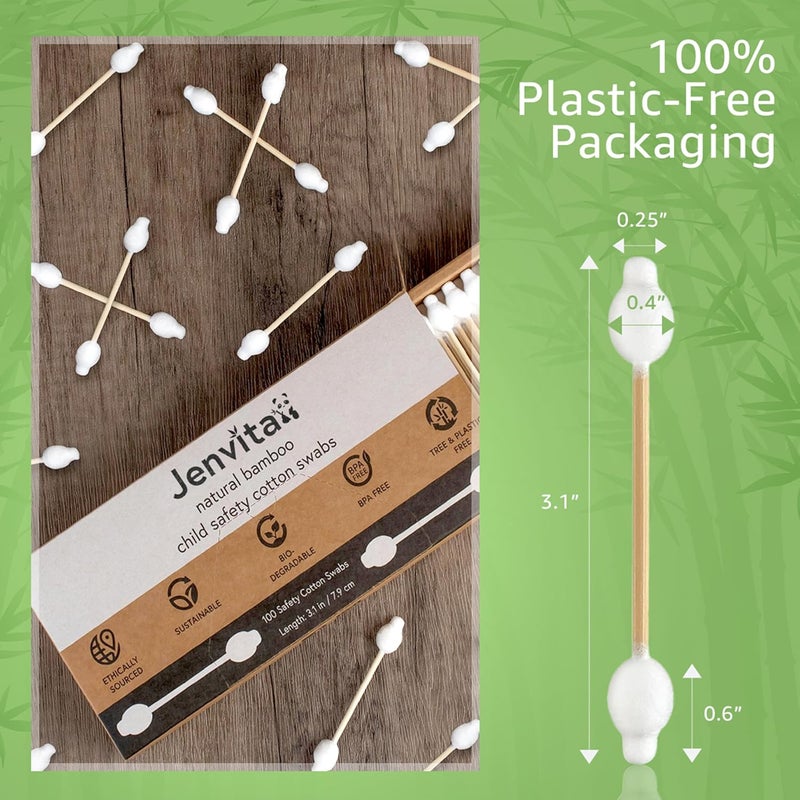Jenvita 100% Bamboo Swabs for Ears (1000-Pack) - Safety Cotton Swabs for Baby & Personal Care | Safe, Organic Bamboo Baby Ear Cleaner | FSC Certified & Hypoallergenic, Made for All Ages & Pets - Image 4